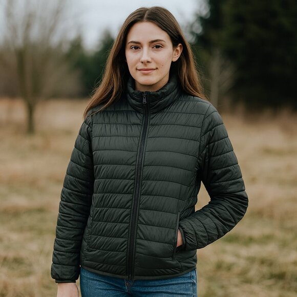 ARMANI JEANS | Hunter Green Down Puffer Zipup Jacket - Picture 1 of 11